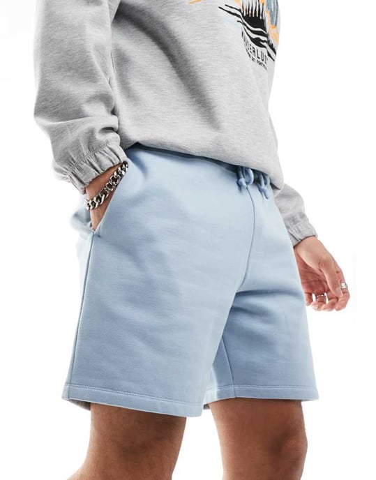 ASOS DESIGN premium oversized tyngre shorts i 400g/m² i blå - Image 4