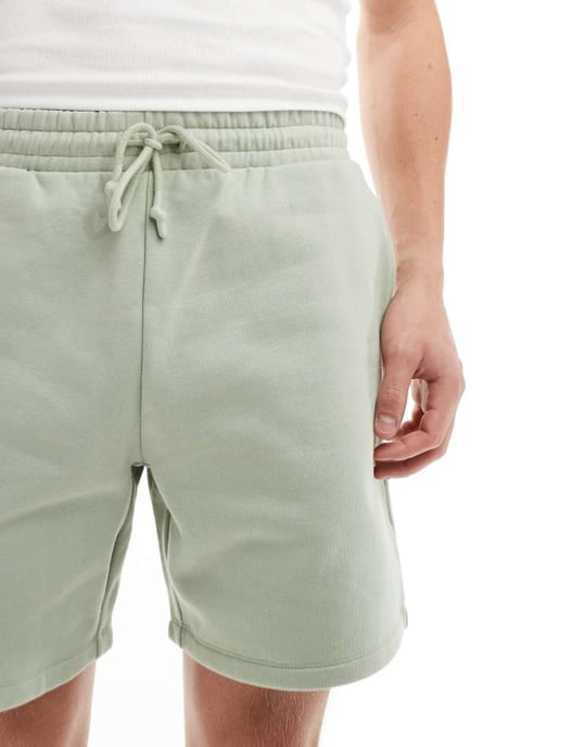 ASOS DESIGN premium oversized tungviktsshorts i 400gsms i ljusgrön - Image 3