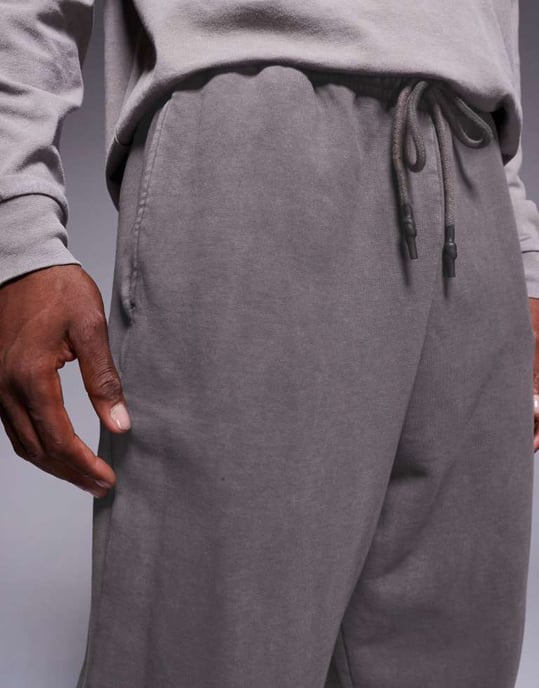 ASOS DESIGN oversized joggers i tvättad kolgrå - Image 3