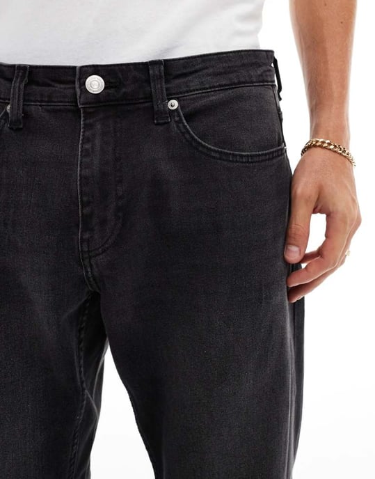 ONLY & SONS regular fit jeans i tvättad svart - Image 3