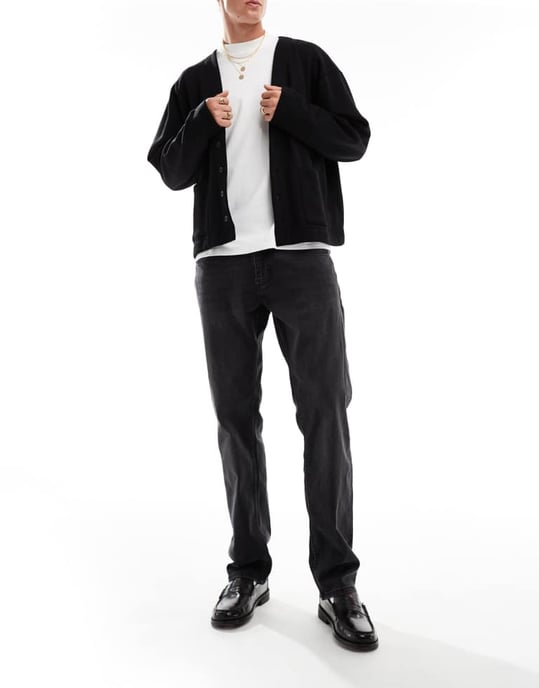 ONLY & SONS regular fit jeans i tvättad svart - Image 4