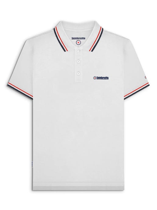 Herren Polo-Shirt in Weiß mit Rot und Marineblau, Doppelter Farbkontrast - Image 2