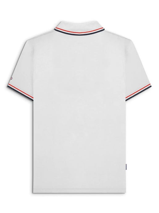 Herren Polo-Shirt in Weiß mit Rot und Marineblau, Doppelter Farbkontrast - Image 4