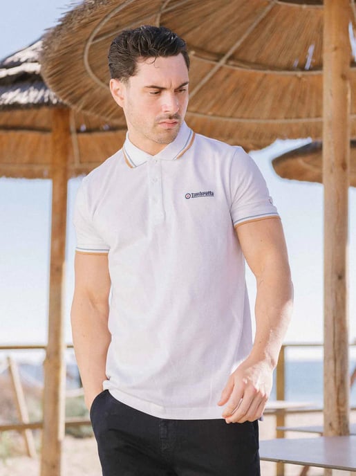 Herren weißes Sky Tobacco doppelt spitzes Poloshirt - Image 1