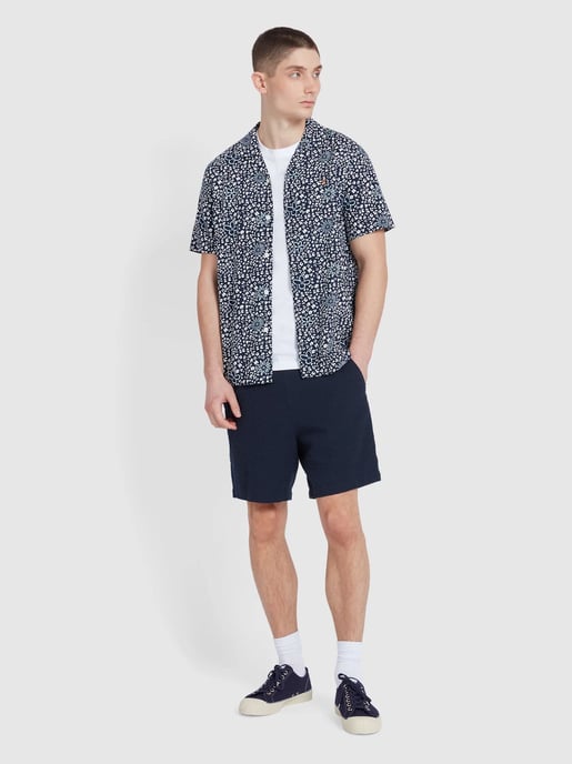 Herren True Navy Landon Print Reverskragen Hemd - Image 3