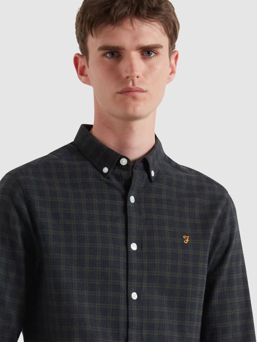 Herren True Navy Melierte Milners Karohemd - Image 2