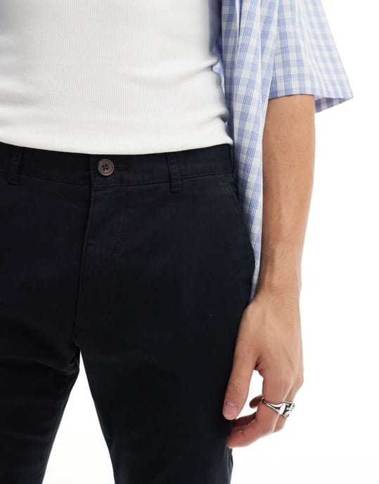 Farah Elm bomullsblandning chinos twillbyxor i svart - Image 2