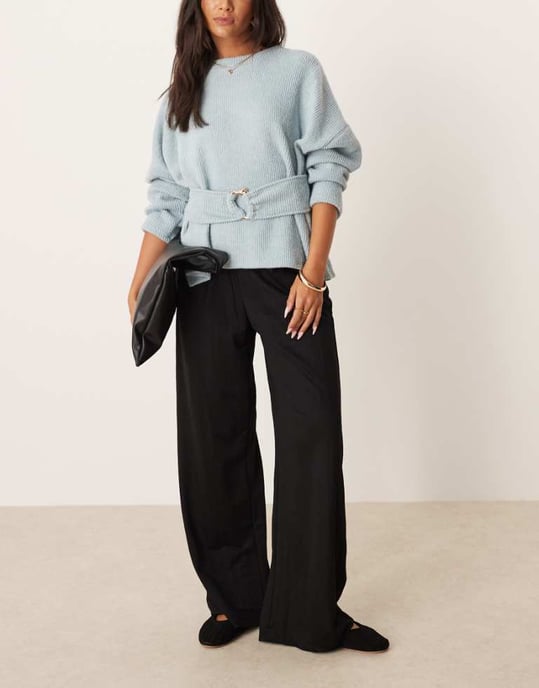 AWAR pleated front vida byxor i svart - Image 1