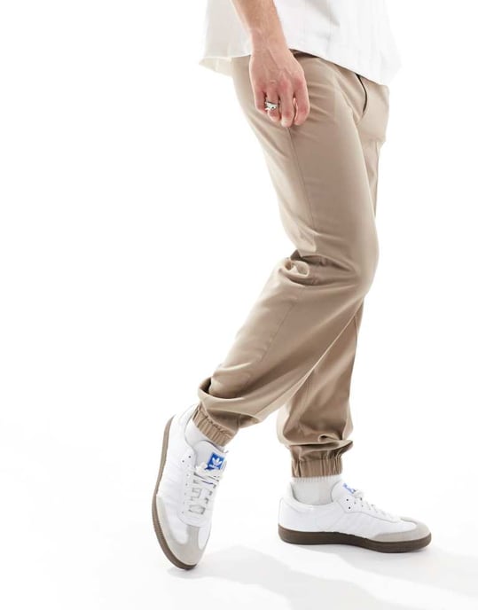 ASOS DESIGN smart raka joggers i stenfärg - Image 2