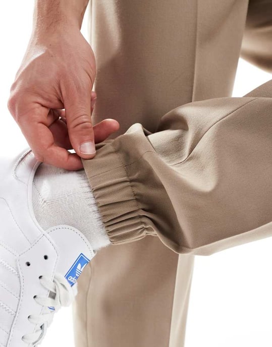 ASOS DESIGN smart raka joggers i stenfärg - Image 4