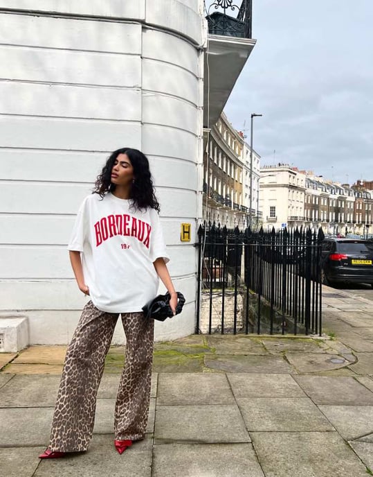 ASOS DESIGN bomullspoplin breda byxor i leopardmönster - Image 1