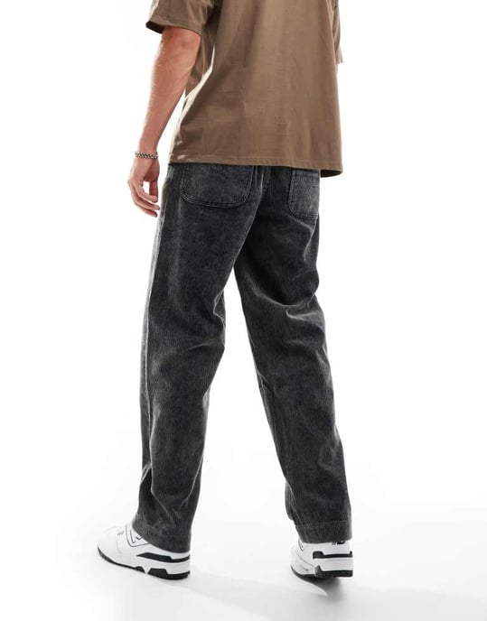 ASOS DESIGN baggy kordbyxor i tvättad blå - Image 4