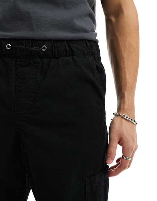 Selected Homme lösa cargo-byxor i svart - Image 4