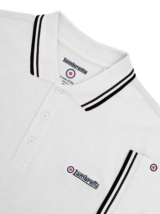Herren Polo-Shirt mit Zwillingsstreifen in Weiß und Schwarz - Image 2