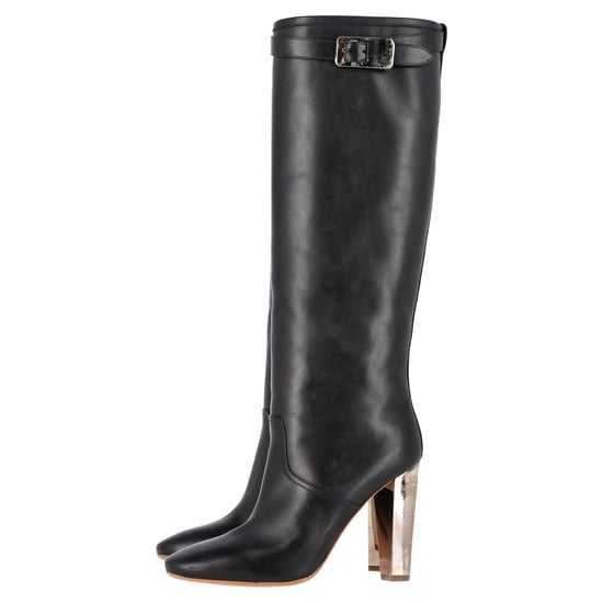 Hermès Kniestiefel mit Chromabsatz aus schwarzem Leder - Image 5
