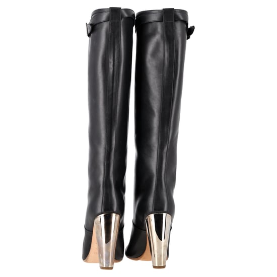 Hermès Kniestiefel mit Chromabsatz aus schwarzem Leder - Image 6