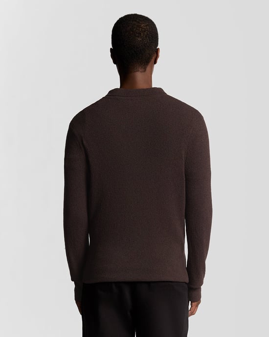 Lyle & Scott Strickjacke mit Kragen und Strukturmuster – Schwarz - Image 4