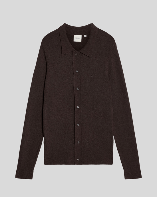 Lyle & Scott Strickjacke mit Kragen und Strukturmuster – Schwarz - Image 5