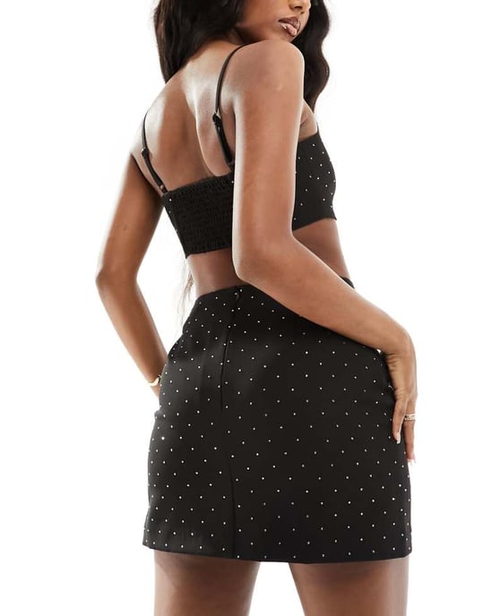 ASOS DESIGN co-ord hotfix minikjol i svart - Image 4