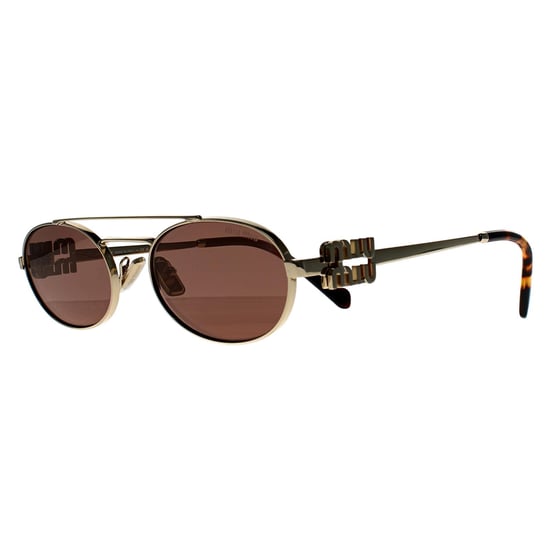Miu Miu Oval Damen Blassgold Braun Silber MU 54ZS - Image 2