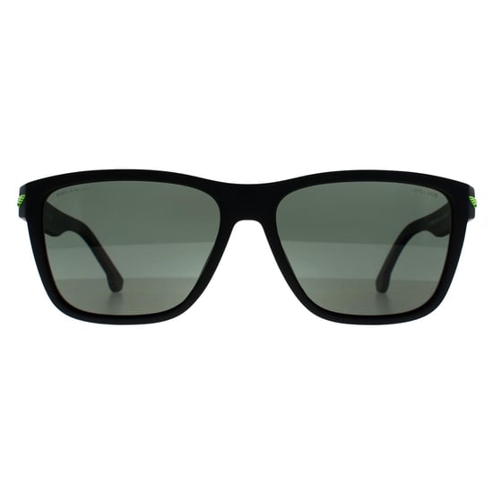 Police Rectangle Mens Matte Black Grey Green Polarized SPLB38E Tailwind 3 - Image 1