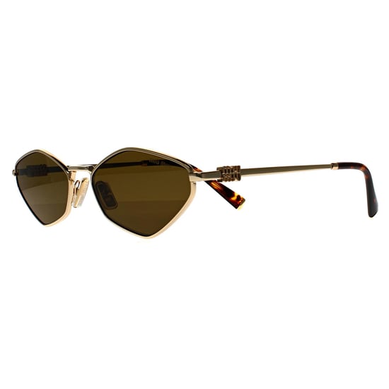 Miu Miu Oval Womens Gold Dunkelbraun MU 56ZS - Image 2