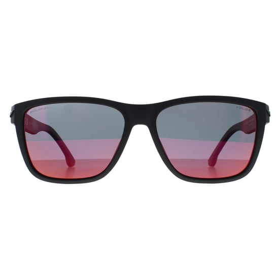 Police Rectangle Mens Matte Grey Multilayer Red Polarized SPLB38E Tailwind 3 - Image 1