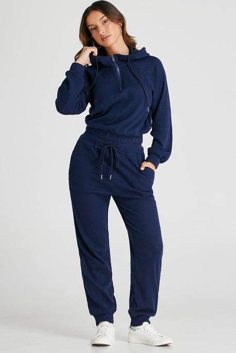 Kapuzenshirt mit Rippstrick und Jogginghose Set - Image 2