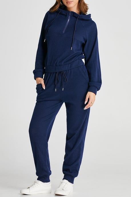 Kapuzenshirt mit Rippstrick und Jogginghose Set - Image 5