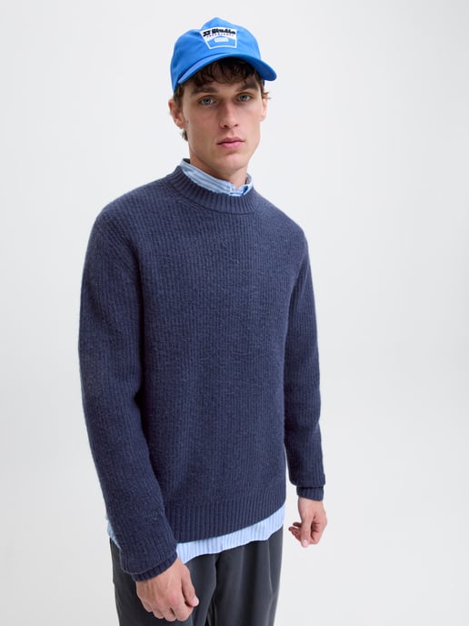 Jack & Jones Pullover York Ollie Strick Rundhals Blau - Image 2