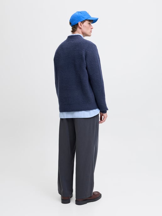 Jack & Jones Pullover York Ollie Strick Rundhals Blau - Image 3