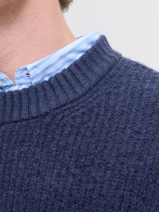 Jack & Jones Pullover York Ollie Strick Rundhals Blau - Image 4