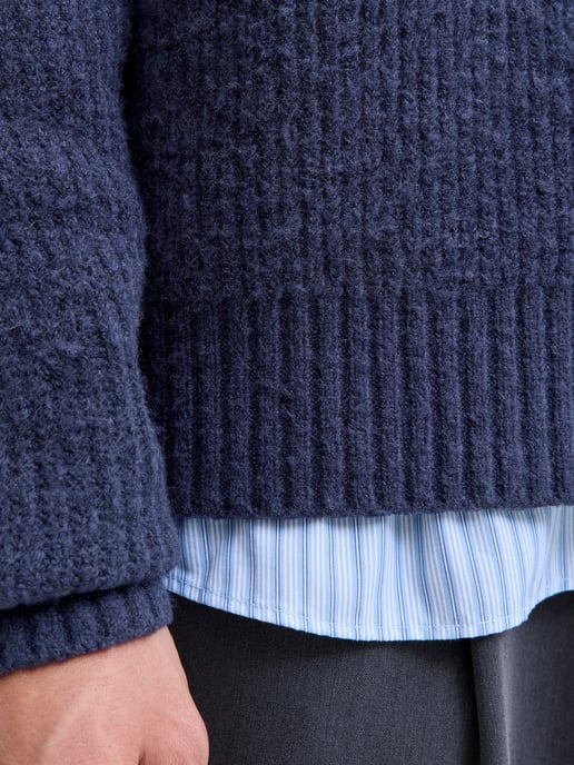 Jack & Jones Pullover York Ollie Strick Rundhals Blau - Image 5