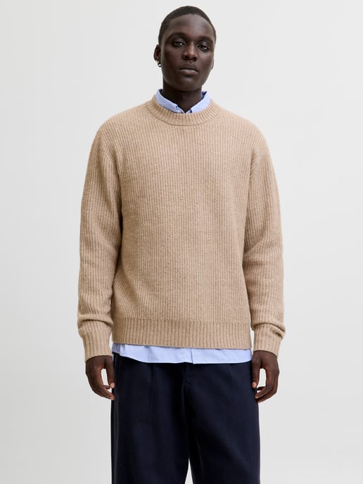 Jack & Jones Pullover York Ollie Strick Rundhals Beige - Image 2