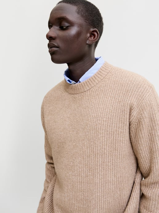 Jack & Jones Pullover York Ollie Strick Rundhals Beige - Image 3