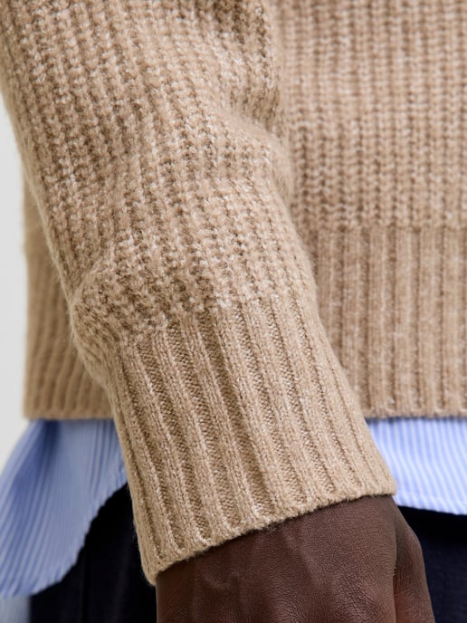 Jack & Jones Pullover York Ollie Strick Rundhals Beige - Image 5