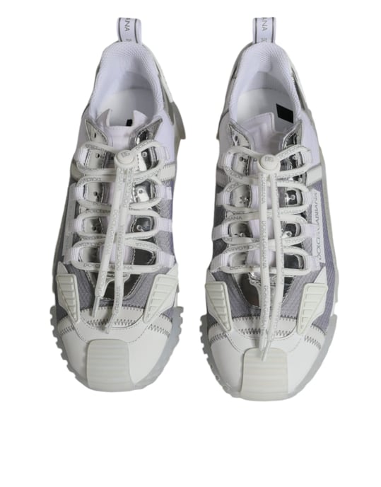 Dolce & Gabbana Weiße Silberne Low Top NS1 Sneakers Schuhe - Image 3