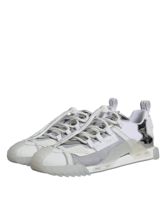 Dolce & Gabbana Weiße Silberne Low Top NS1 Sneakers Schuhe - Image 4
