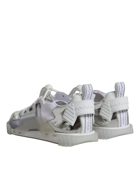 Dolce & Gabbana Weiße Silberne Low Top NS1 Sneakers Schuhe - Image 5