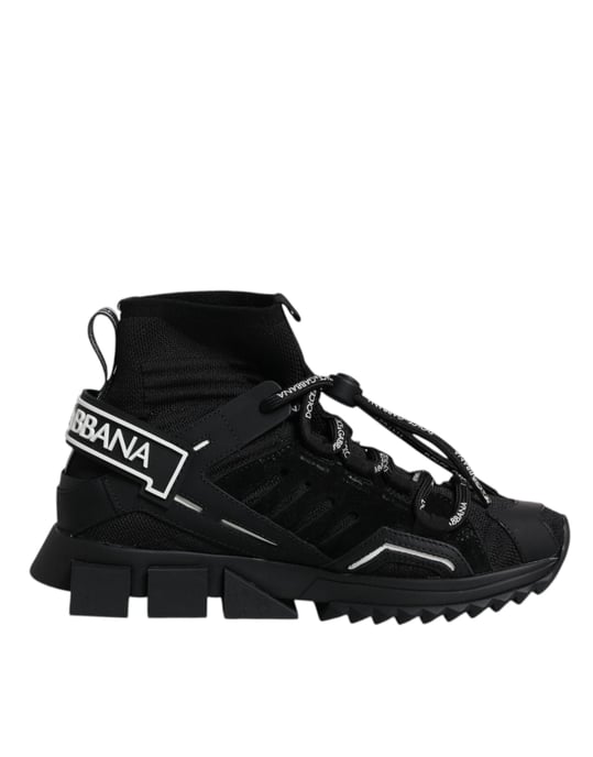 Dolce & Gabbana Schwarze Sorrento Socken Logo Sneakers Schuhe - Image 1