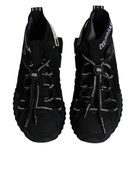 Dolce & Gabbana Schwarze Sorrento Socken Logo Sneakers Schuhe - Image 3