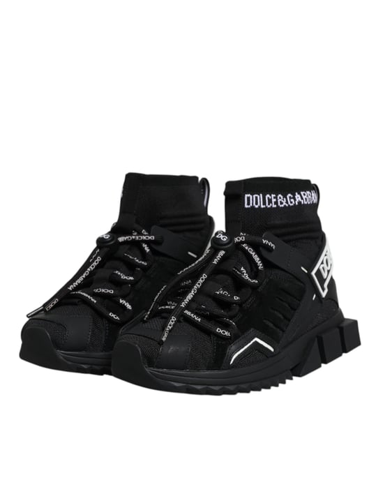 Dolce & Gabbana Schwarze Sorrento Socken Logo Sneakers Schuhe - Image 4