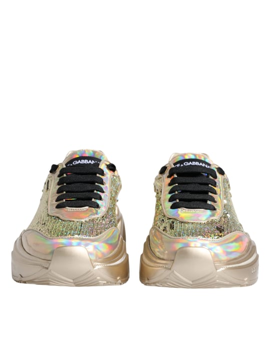 Dolce & Gabbana Gold Pailletten Iridescent Daymaster Sneaker Schuhe - Image 2