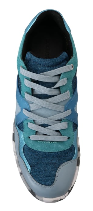 Dolce & Gabbana Blaue Graue Leder Sportschuhe Low Top - Image 2