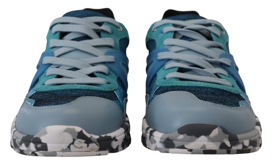 Dolce & Gabbana Blaue Graue Leder Sportschuhe Low Top - Image 3