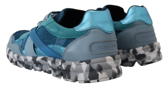 Dolce & Gabbana Blaue Graue Leder Sportschuhe Low Top - Image 5