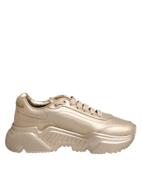 Dolce & Gabbana Gold Leder Daymaster DamenSneaker Schuhe - Image 2