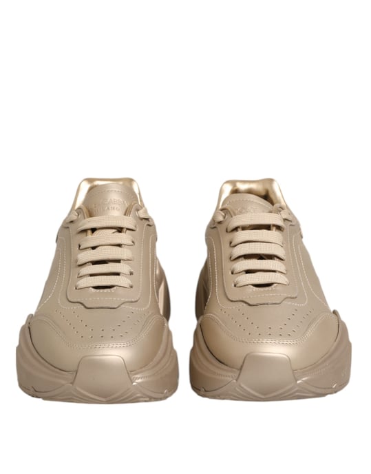 Dolce & Gabbana Gold Leder Daymaster DamenSneaker Schuhe - Image 3