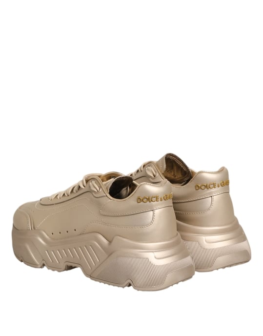 Dolce & Gabbana Gold Leder Daymaster DamenSneaker Schuhe - Image 6