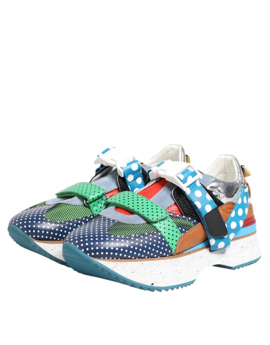 Dolce & Gabbana Mehrfarbige Leder Low-Top-Sneaker Schuhe - Image 4
